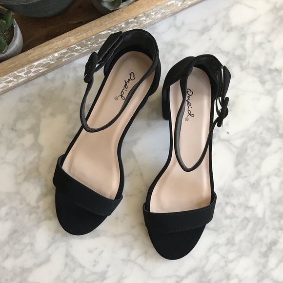 Low Heel Black Nubuck Sandal - Picture 2 of 3